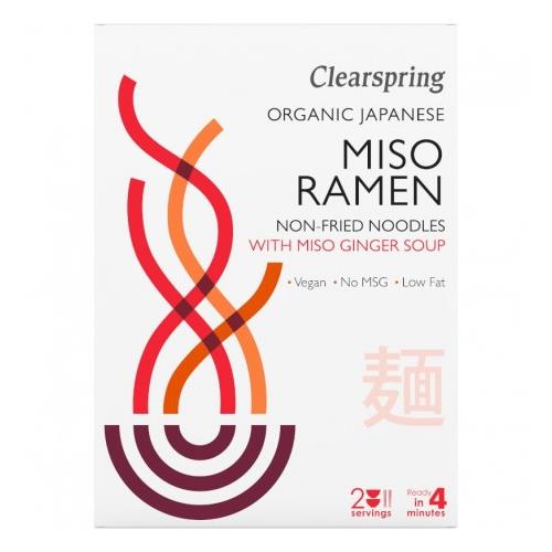 Paste din Grau cu Supa Miso cu Ghimbir Bio Miso Ramen 210 grame Clearspring