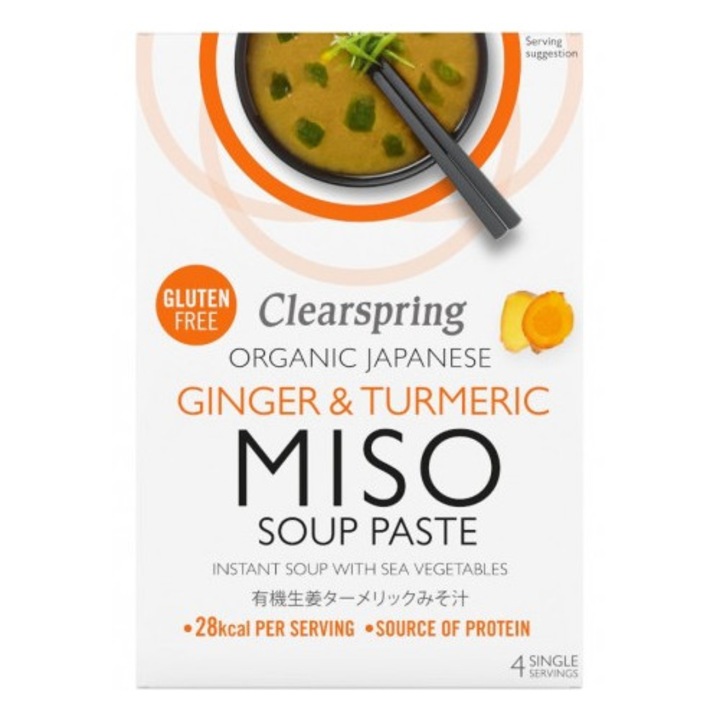 Pasta pentru Supa Miso Instant cu Ghimbir si Turmeric Bio 4x15 grame Clearspring