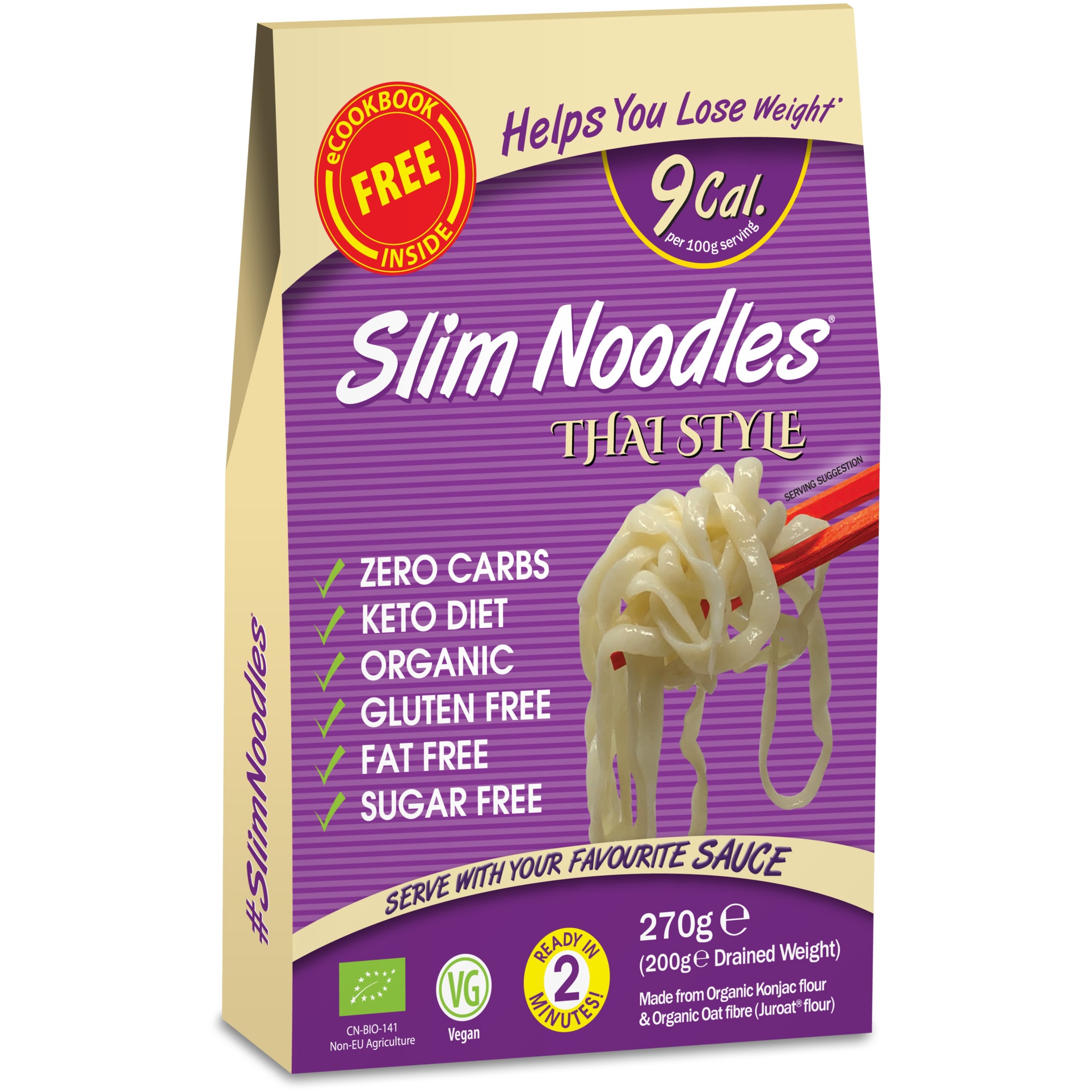 Taietei Thai din konjac BIO, Slim Pasta, 270g