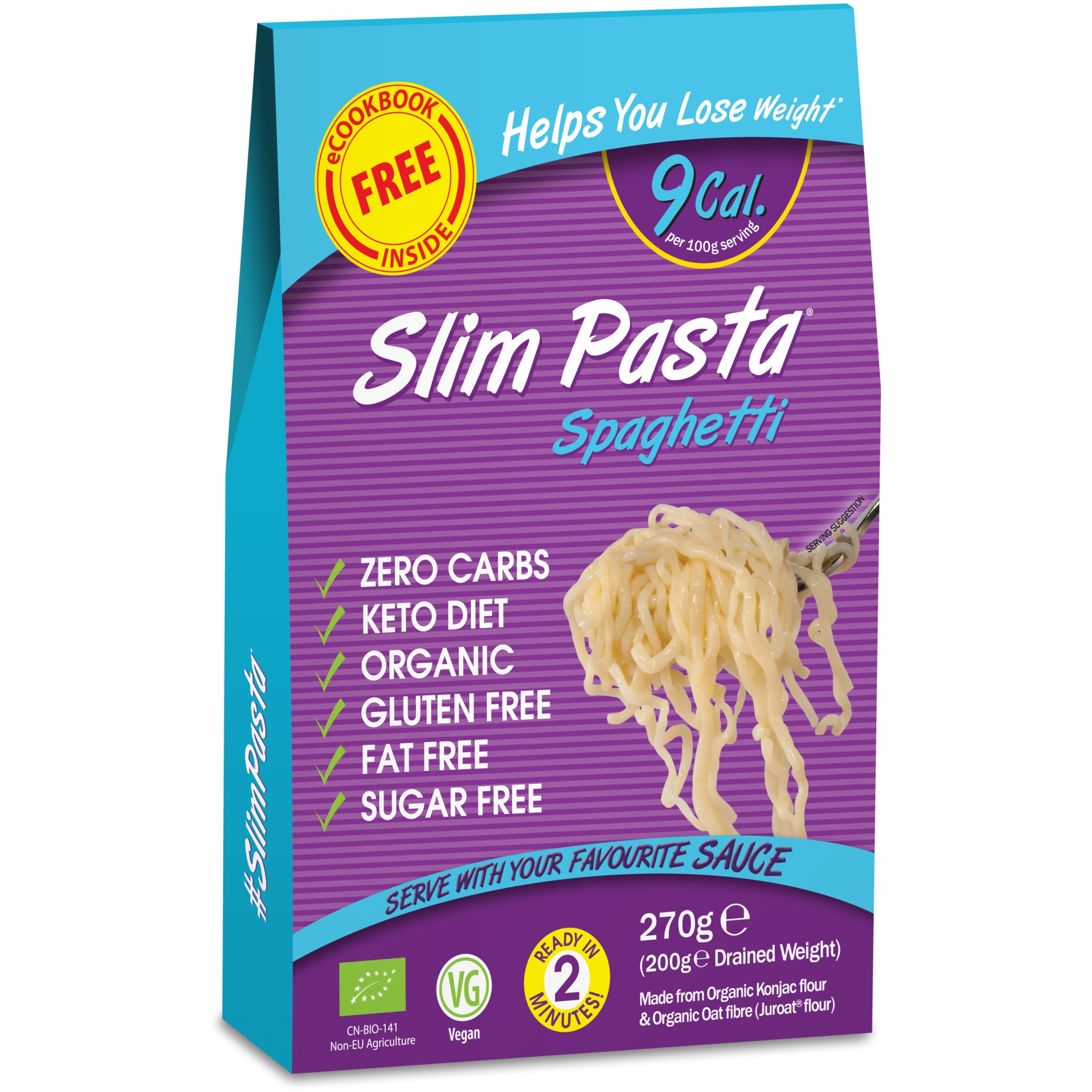 Spaghetti din faina de konjac BIO, Slim Pasta, 270g