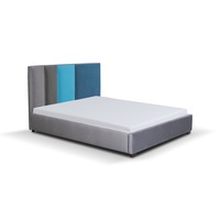 pat tapitat rainbow multicolor 2 gri turcoaz albastru mobambient cu tablie inalta din catifea somiera metalica rabatabila lada de depozitare pentru saltea 160 x 200 cm imagen 23_0_
0