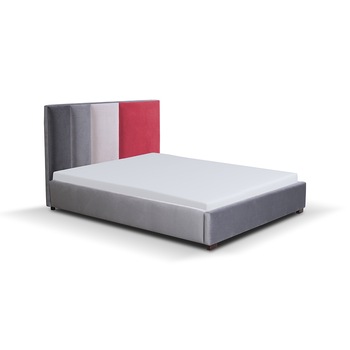 Pat tapitat Rainbow 9 Multicolor Gri Crem Rosu, MobAmbient, cu tablie inalta din catifea, somiera metalica rabatabila, lada de depozitare, pentru saltea 160 x 200 cm Pat tapitat Rainbow 9 Multicolor Gri Crem Rosu, MobAmbient, cu tablie inalta din catifea, somiera metalica rabatabila, lada de depozitare, pentru saltea 160 x 200 cm