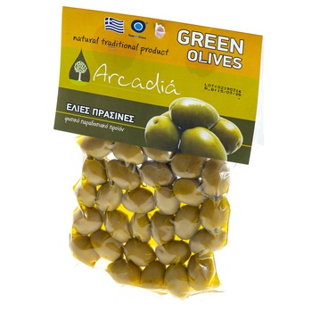 Masline verzi vidate, Arcadia, 100% naturale, ideal la prepararea aperitivelor, salatelor sau cocktail-urilor, 200 g Masline verzi vidate, Arcadia, 100% naturale, ideal la prepararea aperitivelor, salatelor sau cocktail-urilor, 200 g