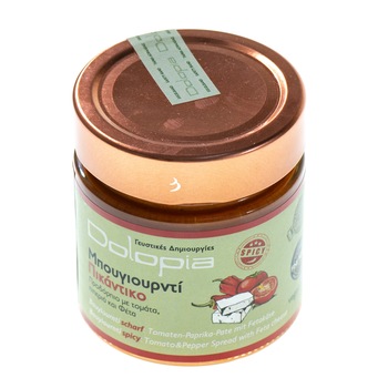 Pasta de rosii picanta cu feta Bouyiourdi, Dolopia, 100% ingrediente naturale, ideala cu paine prajita, carnati sau burgeri, 250 g Pasta de rosii picanta cu feta Bouyiourdi, Dolopia, 100% ingrediente naturale, ideala cu paine prajita, carnati sau burgeri, 250 g