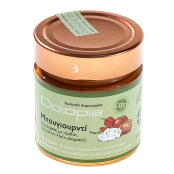 Pasta de rosii cu branza Katiki Bouyiourdi, Dolopia, 100% ingrediente naturale, ideala cu paine prajita, carnati sau burgeri, 250 g Pasta de rosii cu branza Katiki Bouyiourdi, Dolopia, 100% ingrediente naturale, ideala cu paine prajita, carnati sau burgeri, 250 g