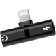 Mini Adaptor Lightning dual port, pentru casti si incarcare iPhone, negru/rosu