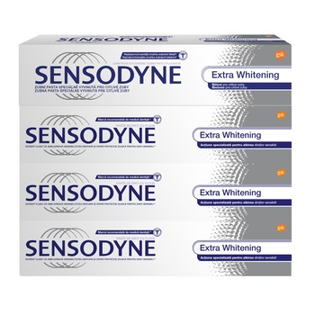 Pachet Promo: 4 x Pasta de dinti Sensodyne Extra Whitening, 100 ml Pachet Promo: 4 x Pasta de dinti Sensodyne Extra Whitening, 100 ml