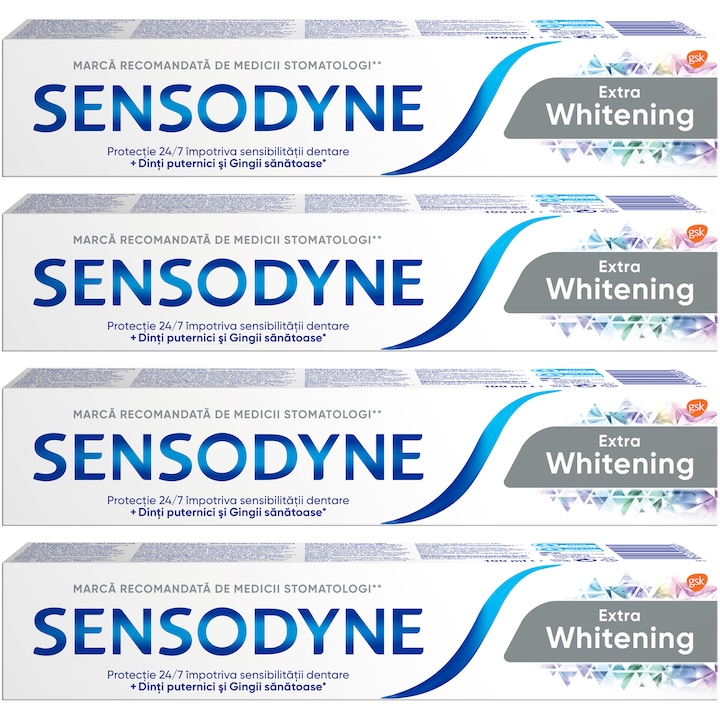 Pachet: 4 x Pasta de dinti Sensodyne Extra Whitening, 100 ml