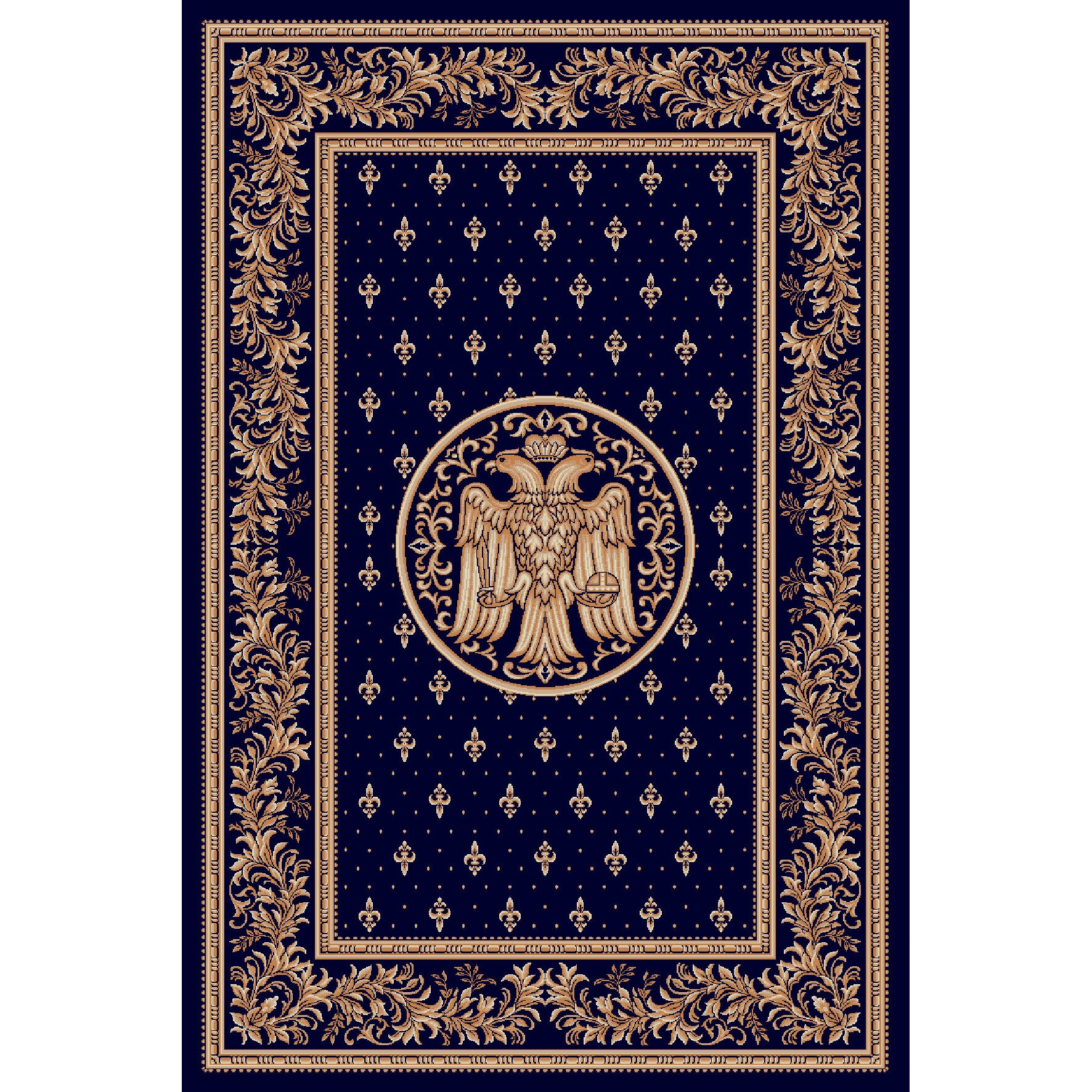 Covor Lotos, Model Bisericesc, 15032-V, Albastru, 100x200 cm, 1800 gr/mp