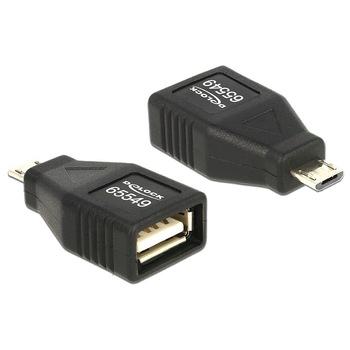 Adaptor OTG USB 2.0 A la micro USB B M-T, Delock 65549 Adaptor OTG USB 2.0 A la micro USB B M-T, Delock 65549