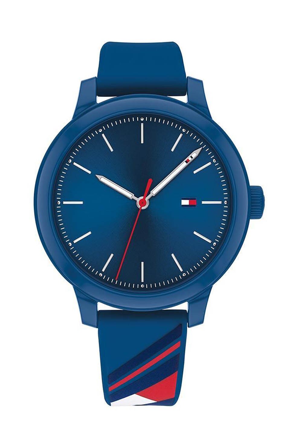 Tommy Hilfiger, Ceas din otel inoxidabil cu o curea de silicon, Bleumarin