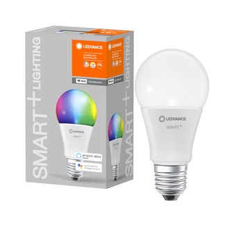 Bec LED RGBW inteligent Ledvance SMART+ WIFI, A60, E27, 9W (60W), 806 lm, dimabil, lumina alba si colorata, compatibil amazon alexa/Google Assistant Bec LED RGBW inteligent Ledvance SMART+ WIFI, A60, E27, 9W (60W), 806 lm, dimabil, lumina alba si colorata, compatibil amazon alexa/Google Assistant