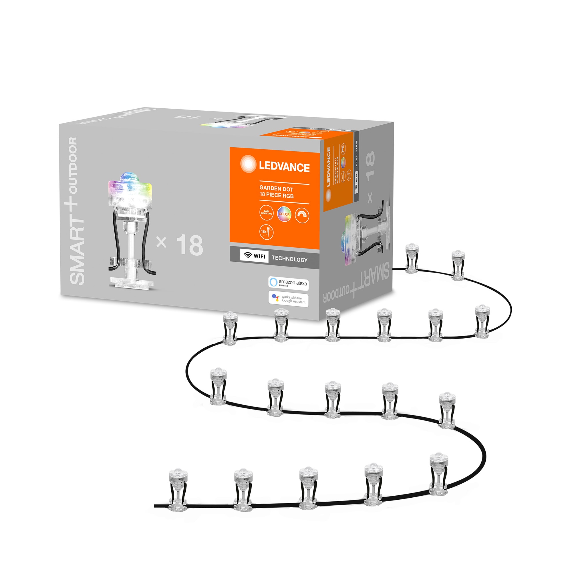 Ghirlanda luminoasa de exterior LED Ledvance SMART WIFI GARDEN DOT, RGB 18P, 4W, 680lm, IP65