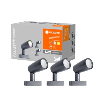 Set 3 Spoturi exterior LED Ledvance SMART+ WIFI GARDEN SPOT, RGBW, 14.5W, 680lm, IP44 Set 3 Spoturi exterior LED Ledvance SMART+ WIFI GARDEN SPOT, RGBW, 14.5W, 680lm, IP44