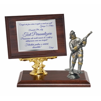 Trofeu Pensionare Pompier, Maro cu Auriu, 3 Componente Trofeu Pensionare Pompier, Maro cu Auriu, 3 Componente