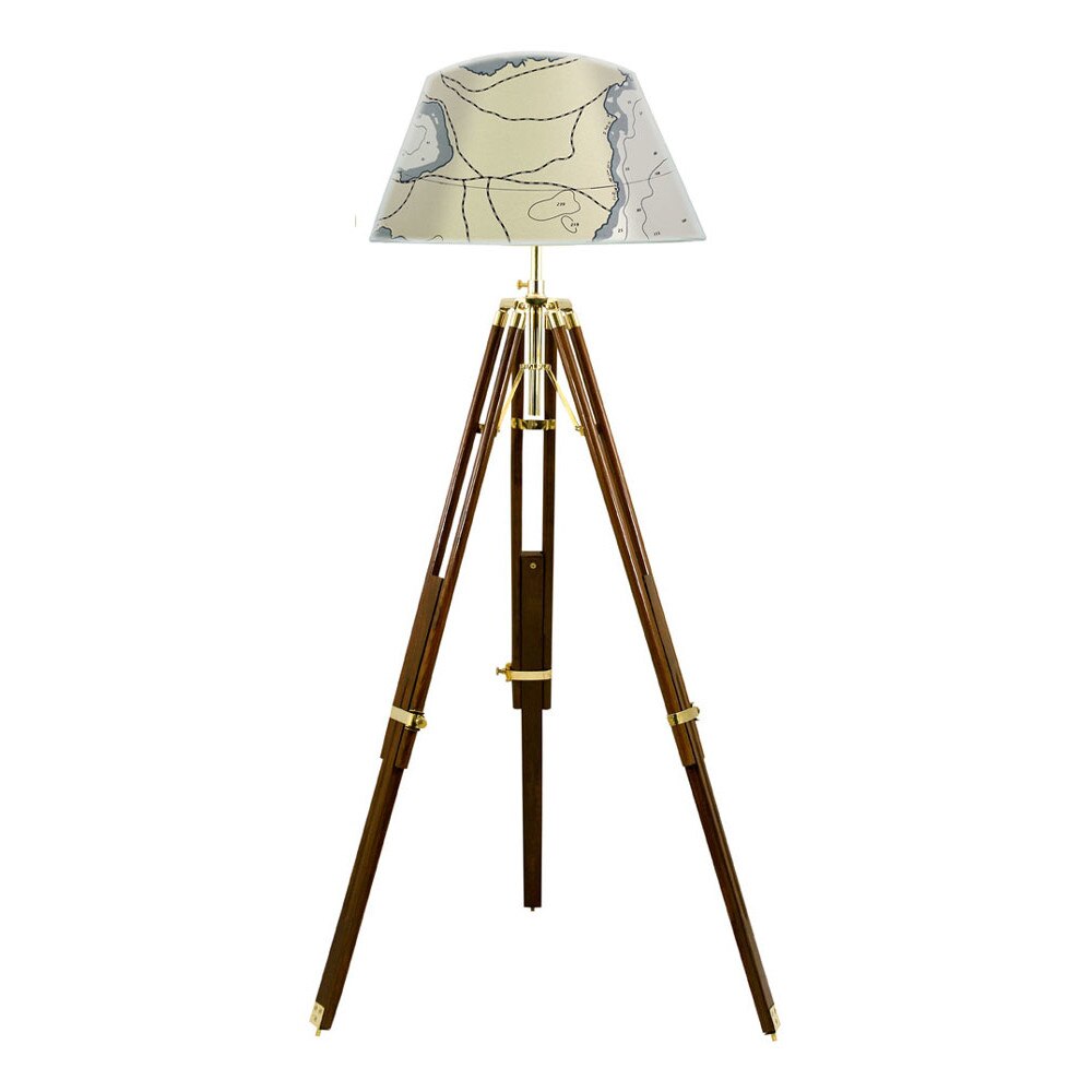 Lampa Sea Club cu tripod reglabil din lemn, abajur de iuta, dulie E27,H 187cm