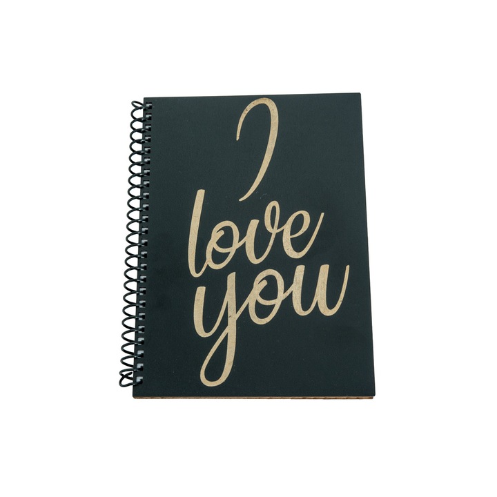 Agenda din lemn gravat cu I love you, A5