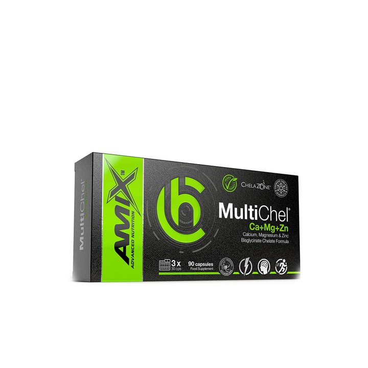 Хранителна добавка Amix Chelazone® Multichel Ca+Mg+Zn Bisglycinate Chelate 90 капсули