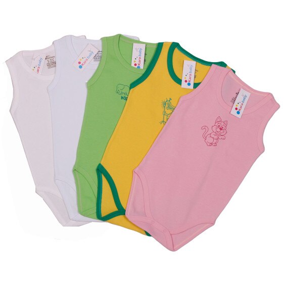 Set 5 Body-uri tip maiou, fete, Kara Baby, cu imprimeu