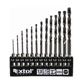 Set de 13 burghie cu coada hexagonala HSS, Extol Set de 13 burghie cu coada hexagonala HSS, Extol