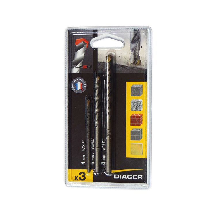 Set burghie zidarie Flash in blister 4/6/8/3pcs Diager