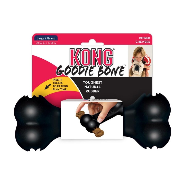 Jucarie pentru caini Kong, Goodie Bone Large, Negru