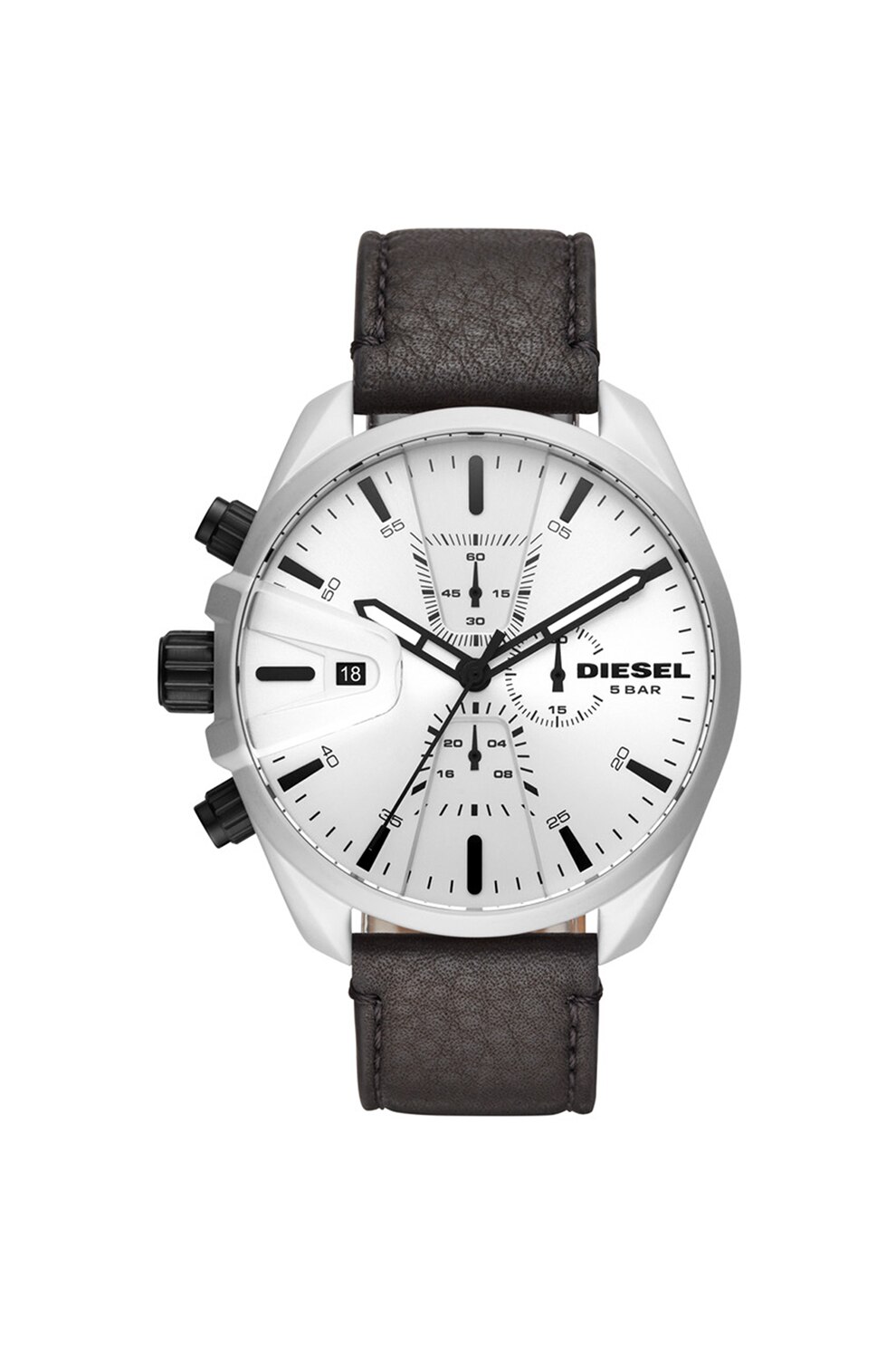 Diesel, Ceas cronograf cu o curea din piele, Negru/Argintiu