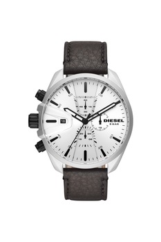 Diesel, Ceas cronograf cu o curea din piele, Negru/Argintiu Diesel, Ceas cronograf cu o curea din piele, Negru/Argintiu