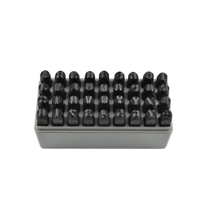 Set 27 poansoane litere Top Master Pro, crom 1,5-12,5 mm