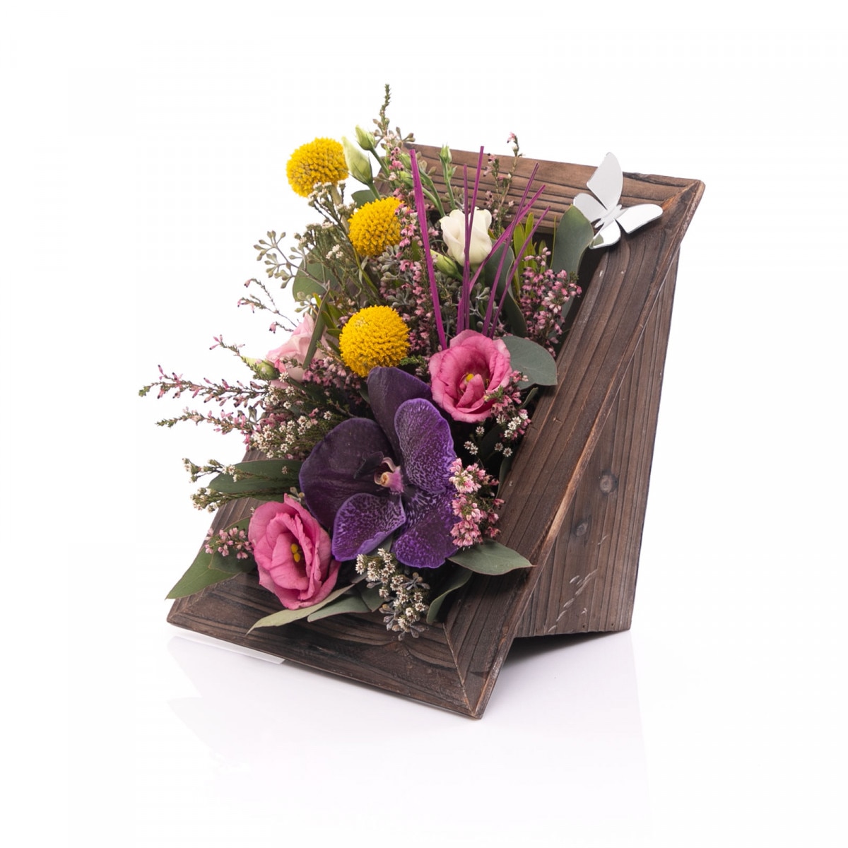 Rama din lemn cu flori si fluturi