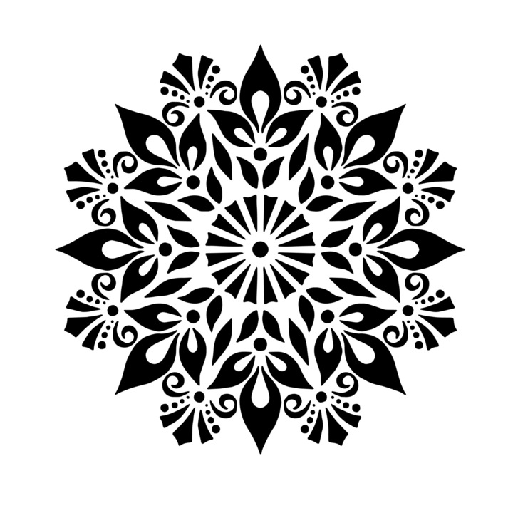 Sablon decorativ Jasmine Mandala, 21x21cm, reutilizabil, plastic, maro