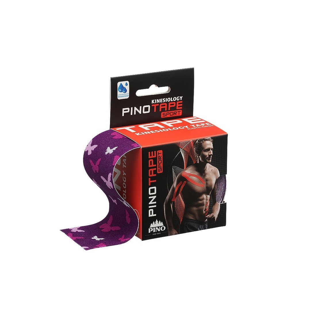 Banda kinesio PINOTAPE® PRO SPORT 5cm x 5m Mov cu fluturi