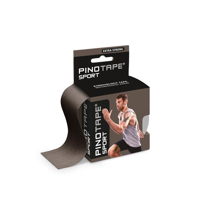 Banda kinesiologica PINOTAPE® PRO SPORT 5cm x 5m Gri inchis