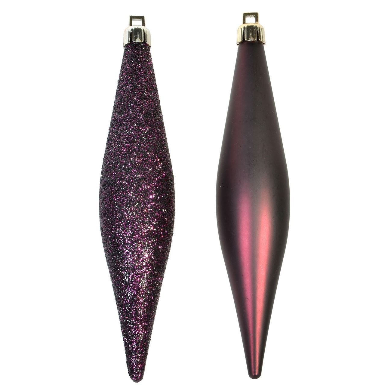 Set 6 globuri in forma de stalactite violet de Craciun, Lioness, 16 cm