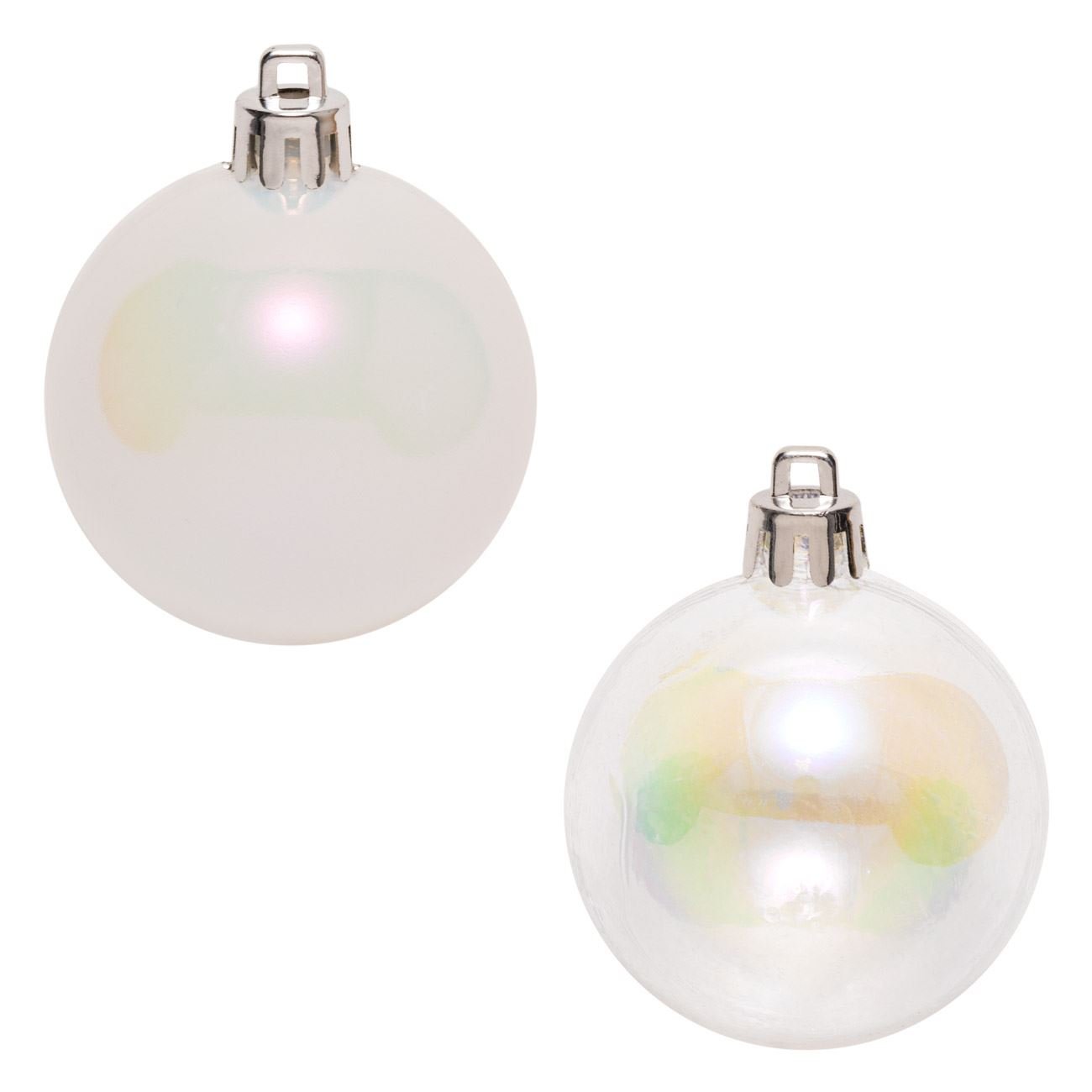 Set 12 globuri albe ornamentale de Craciun, Lioness, 5 cm