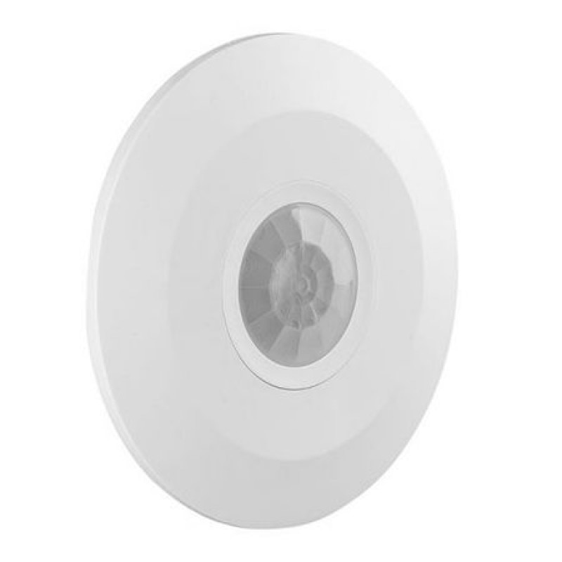 Senzor miscare montaj tavan, 2000 W, detectare prin infrarosu, maxim 6 m, plastic/aluminiu, Alb