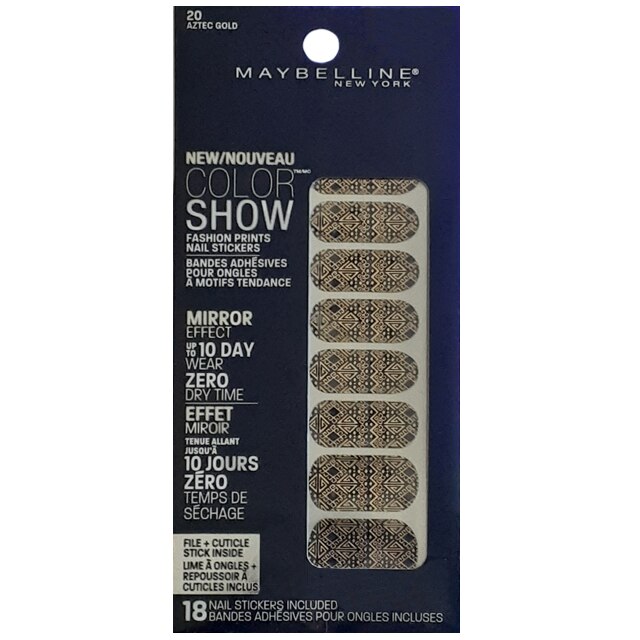 Set 18 stickere unghii Maybelline New York, galben/negru aplicator inclus