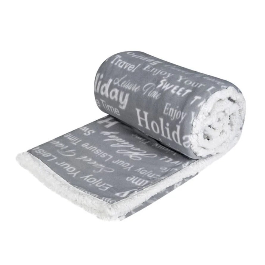 Patura cu doua suprafete moi si pufoase pentru 2 persoane, catifea si blana, Alb/Gri, 200x150 cm