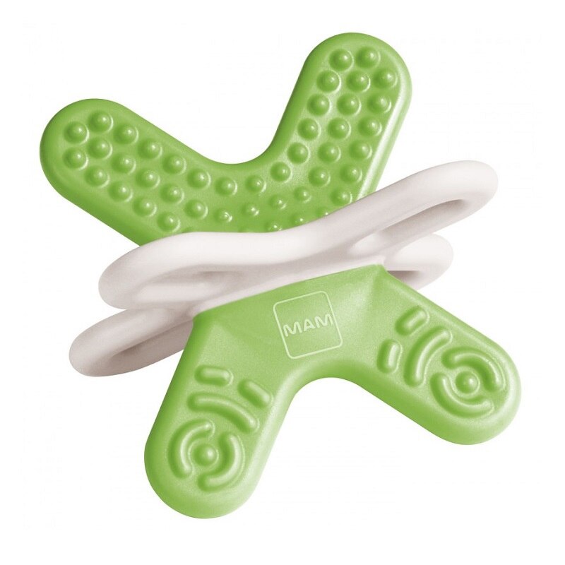 Suzeta din silicon pentru dentitie Mam Bite & Relax 002AABV, Verde 4+ luni