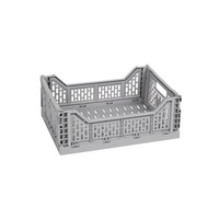 Ladita depozitare si organizare, pliabila, gri, plastic, 40 x 30 x 14.5 cm