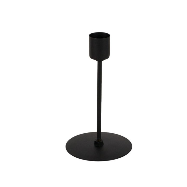 Suport lumanare elegant, tip sfesnic, metal, negru, 8 x 14 cm