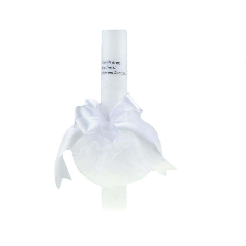 Lumanare pentru botez 40 x 7 cm Mini Junior LPB-12, Alb 5 ani