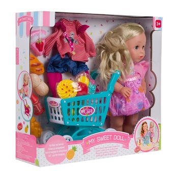 Papusa My Sweet Doll, 42 cm, 3 x AG13, 3 ani+, cos cumparaturi inclus Papusa My Sweet Doll, 42 cm, 3 x AG13, 3 ani+, cos cumparaturi inclus