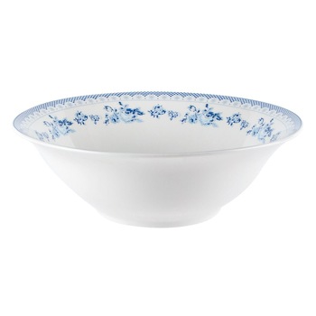 Bol de Servire, New Line, Portelan, model cu Trandafir Albastru, 1.65 Litri, Alb Bol de Servire, New Line, Portelan, model cu Trandafir Albastru, 1.65 Litri, Alb