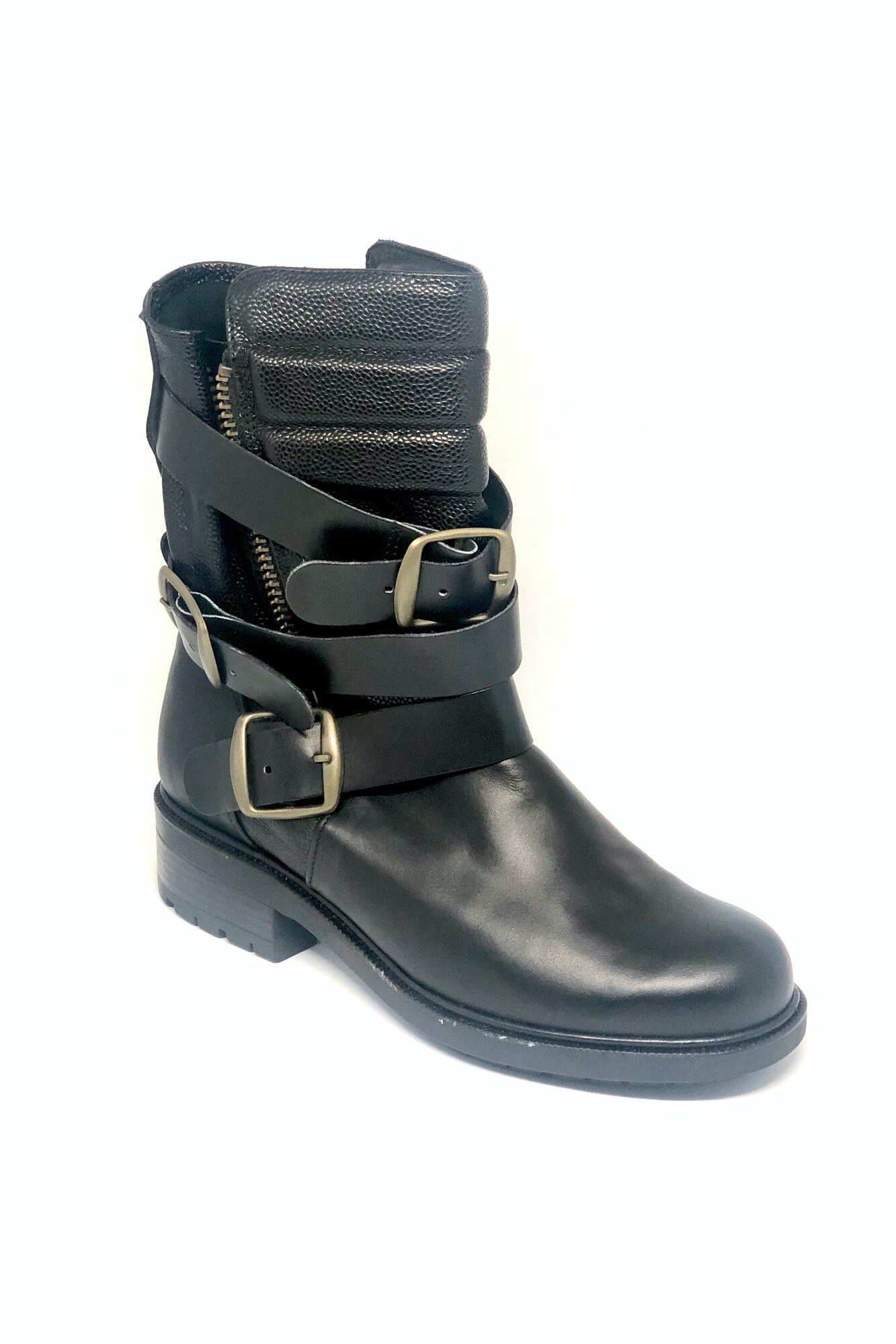 Cizme cu catarame decorative, negru, Negru