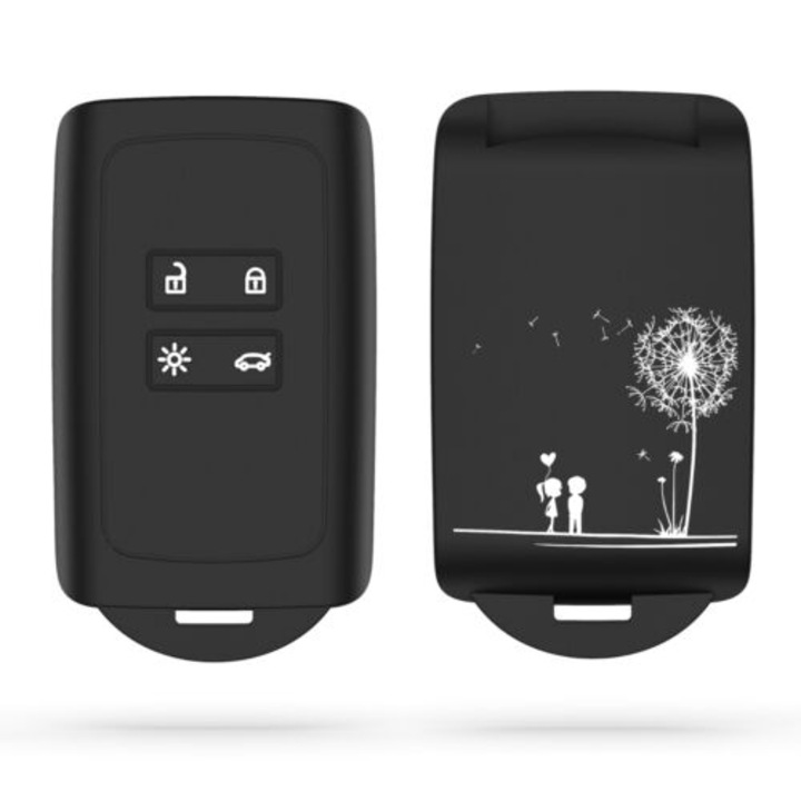 Autókulcs borítás Renault / Dacia - 4 gomb - Keyless Go, szilikon, fehér, 49769.08
