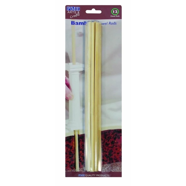 Set 12 coloane sustinere tort etajat din bamboo 31 cm, PME