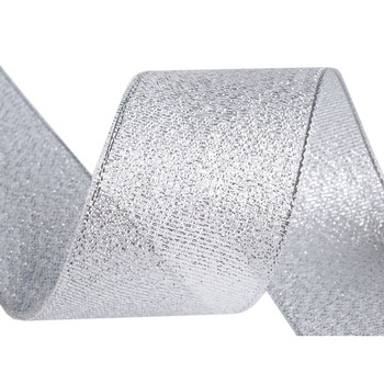 Panglica cu lurex, latime 5 cm, rola 22.5 m, argintiu Panglica cu lurex, latime 5 cm, rola 22.5 m, argintiu