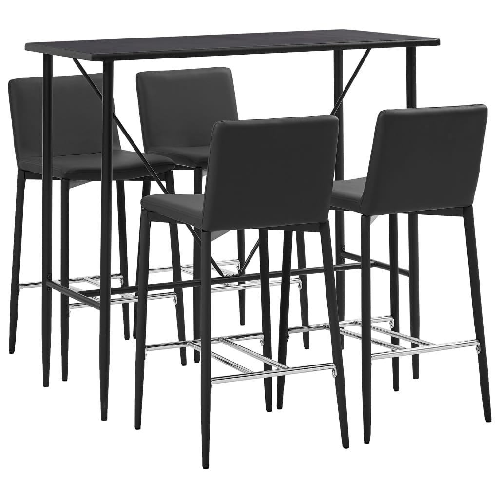 Set mobilier de bar din 5 piese, vidaXL, Piele artificiala, 120 x 60 x 110 cm Gri