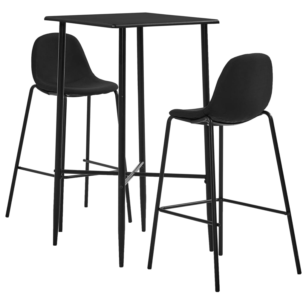 Set mobilier de bar din 3 piese, vidaXL, Tesatura, 60 x 60 x 111 cm Negru